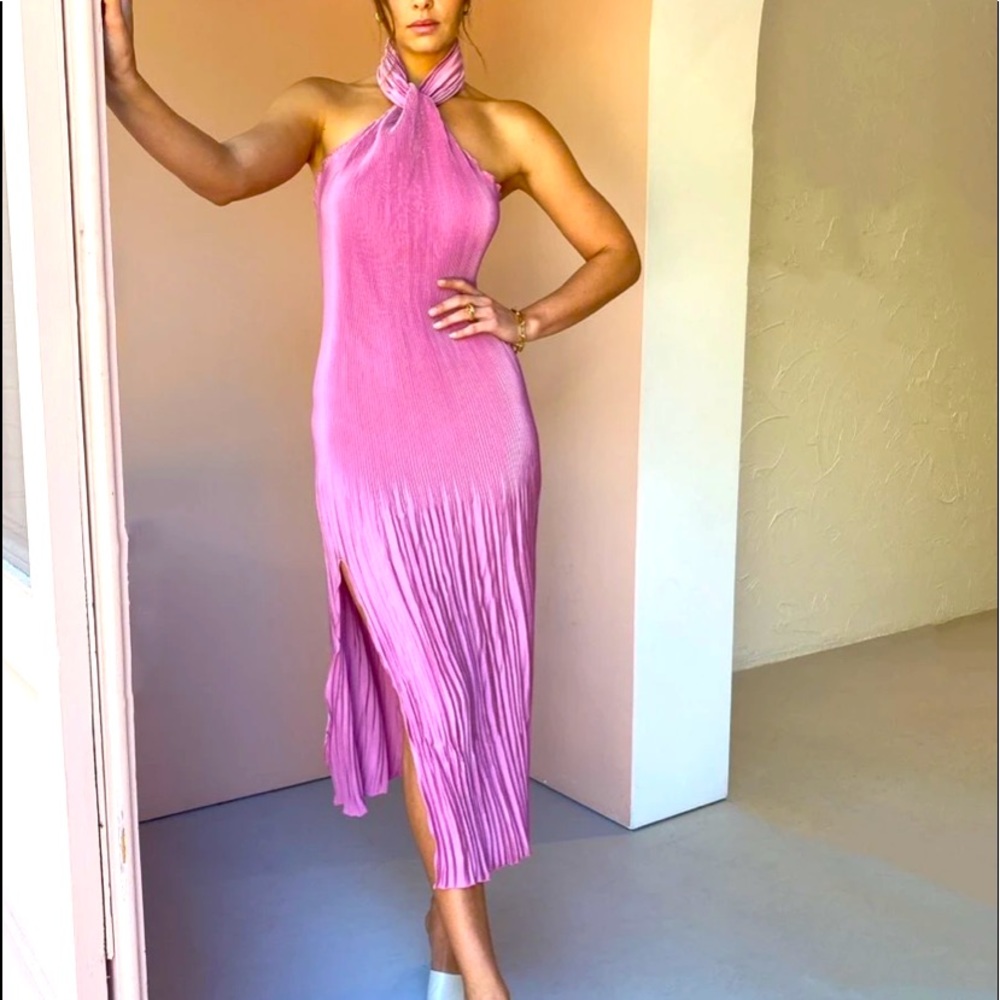 L’idee soirée pleated halter dress